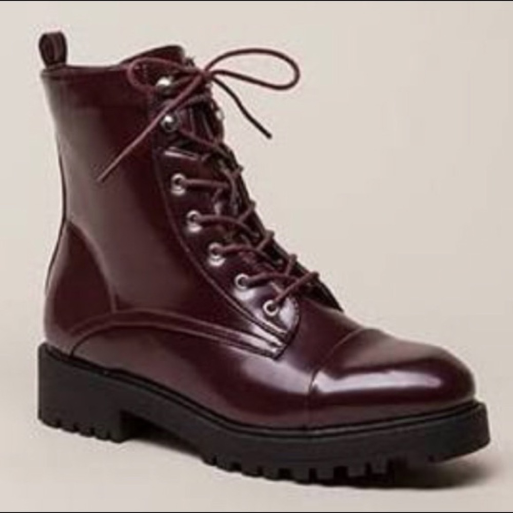 Maroon work boots